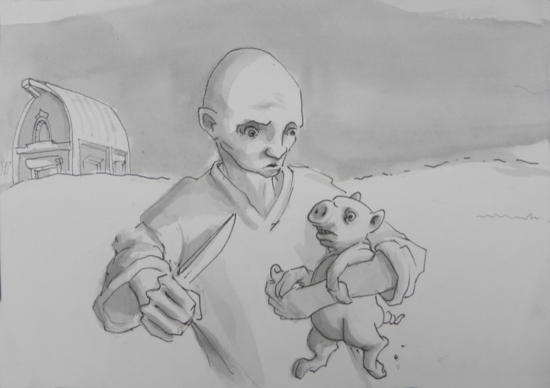 The Pig & The Disciple - watercolor